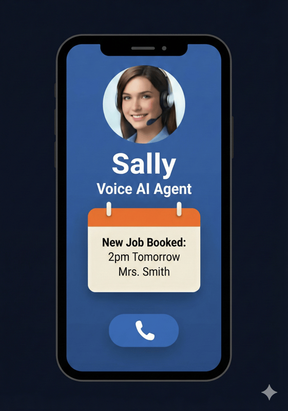 Voice AI agent Sally assisting with electrician booking
