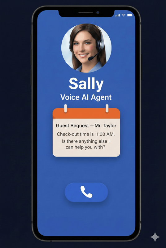 Voice AI receptionist Sally managing hotel guest calls